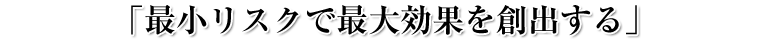 最小リスクで最大効果を創出する